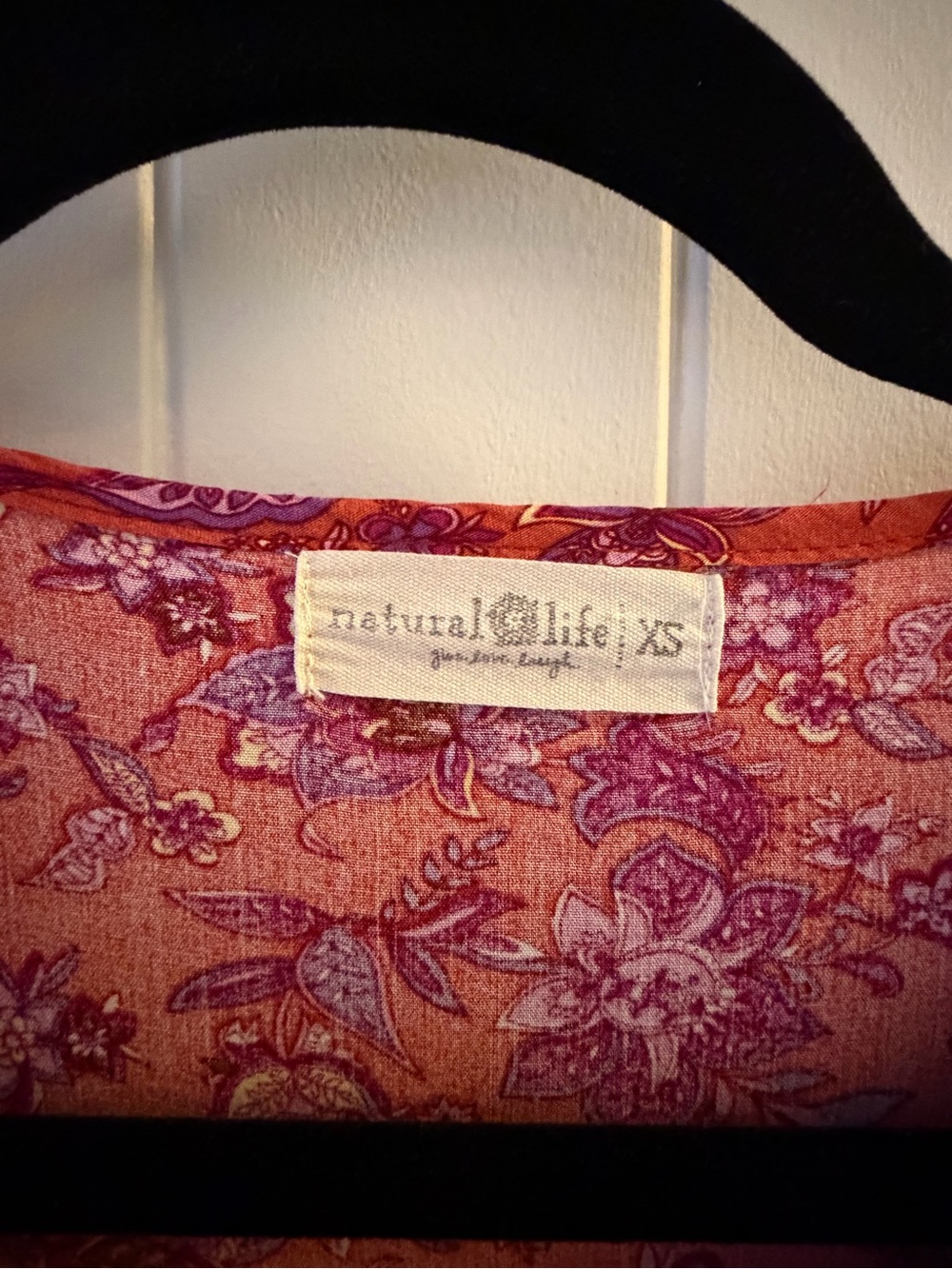 NATURAL LIFE  Boho Coral and Purple Floral V-Neck, Mini Dress Size XS - Picture 2 of 11